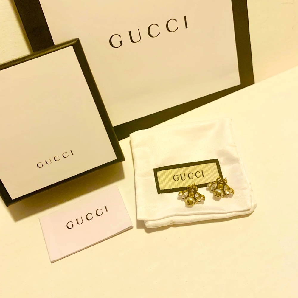 Gucci Bee earrings / Stud with crystals - Picture 3 of 8